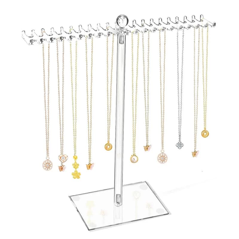 Transparent Necklace Holder Acrylic Necklace Storage Bo Home Jewelry Storage Display Stand with Double-sided Hook Decoration