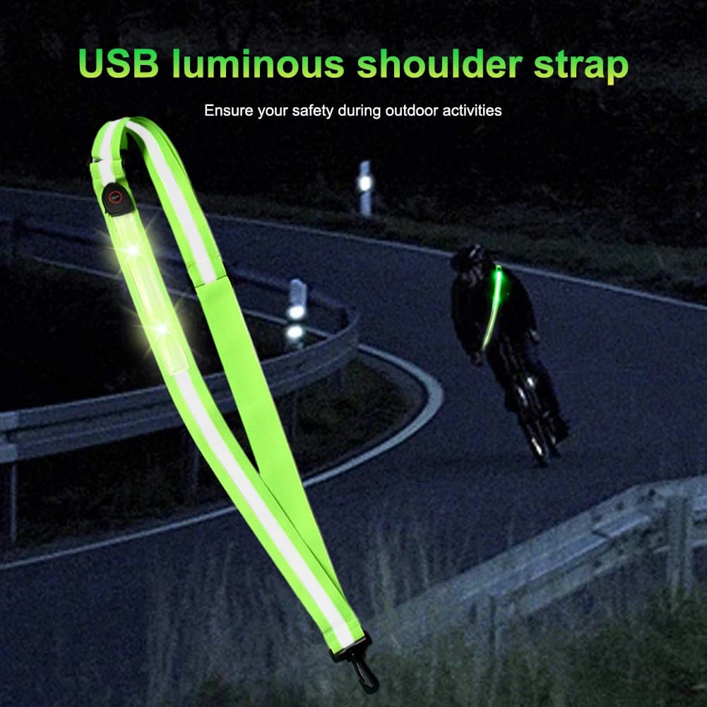 Adjustable USB Rechargeable Reflective Belt for Cycling and Running, Reflective Safety Equipment