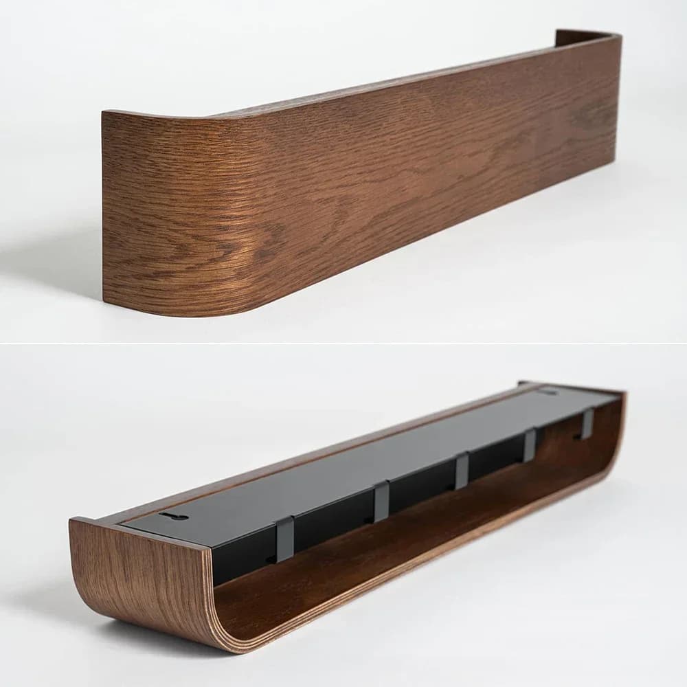 Walnut Wood Wall Coat Rack - Modern Minimalist Aesthetic Hanger, Simple Clothes Rack for Entrance Hall Living Room Furniture
