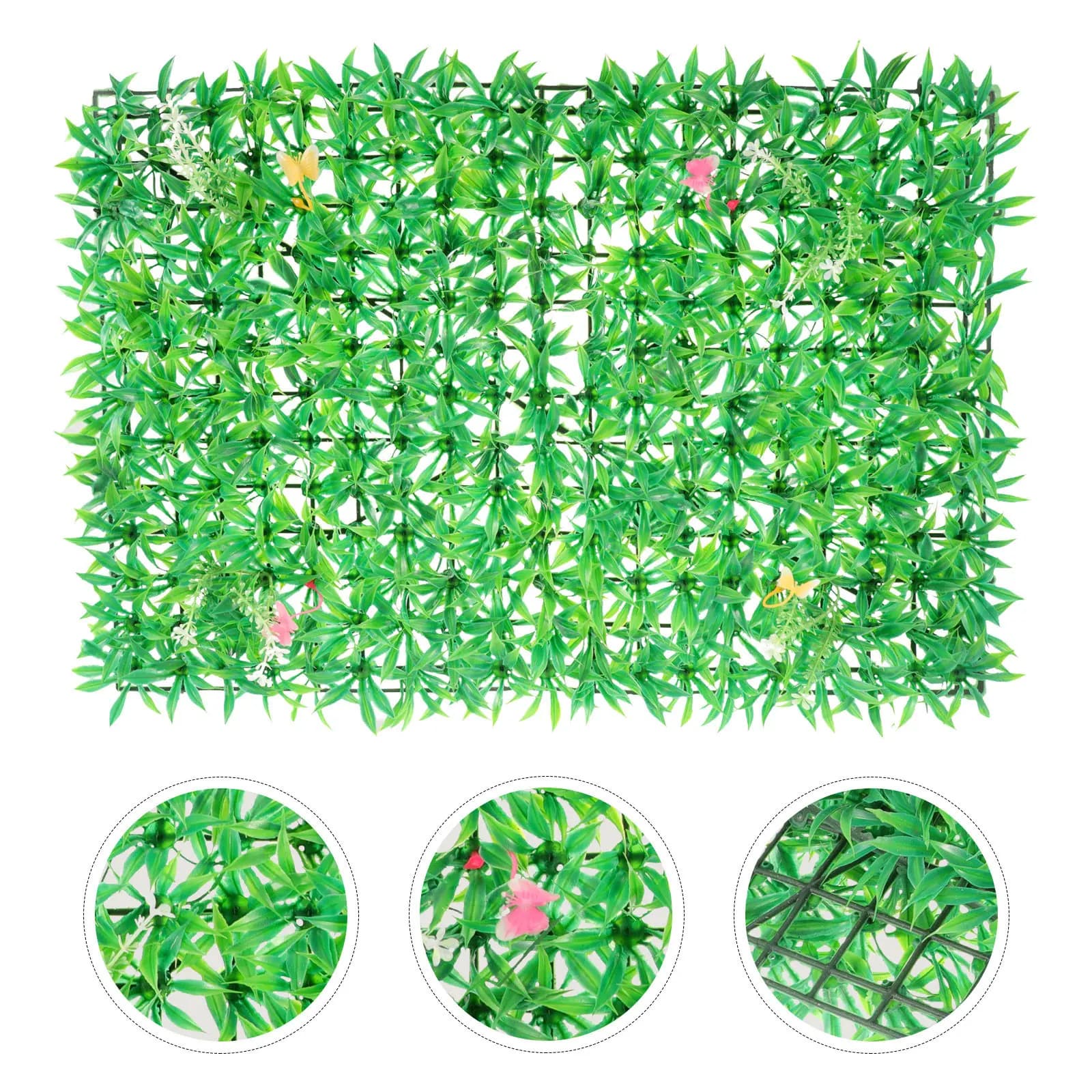 2Pcs Artificial Green Leaves Wall Panel Lifelike Plant Fence Decor Simulated Leaf Screen for Home Office Garden Background