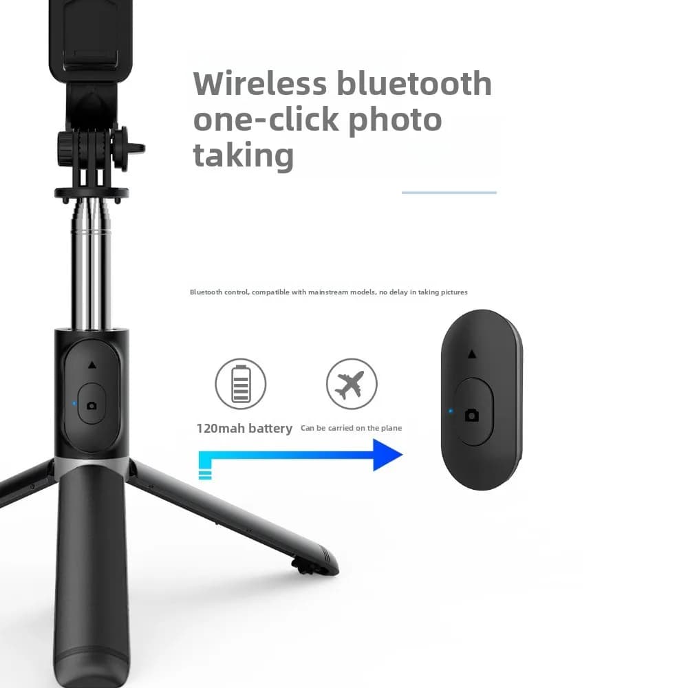 Bastone Selfie Bluetooth con Luce Bianca Integrata, Treppiede Portatile Regolabile ed Estensibile