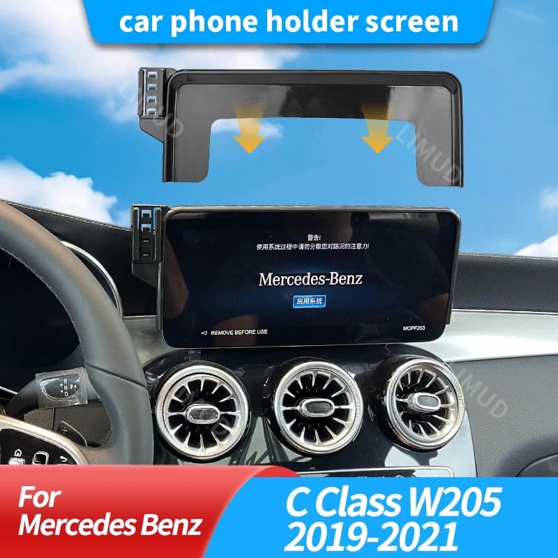 Supporto per Navigatore da 10,25 Pollici per Mercedes Benz Classe C W205 2019-2021, Supporto Fisso per Telefono