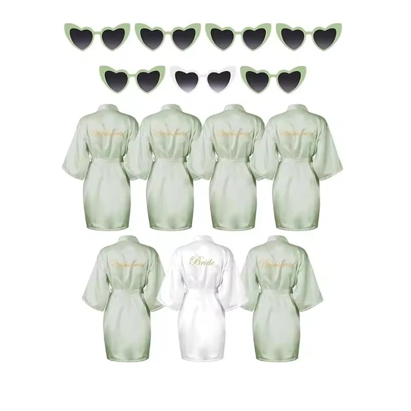 7 Piece Wedding Dresses Set for Satin Wedding Dresses for Wedding Party Dresses, Bridesmaid Dresses with Heart Shape Sunglasses