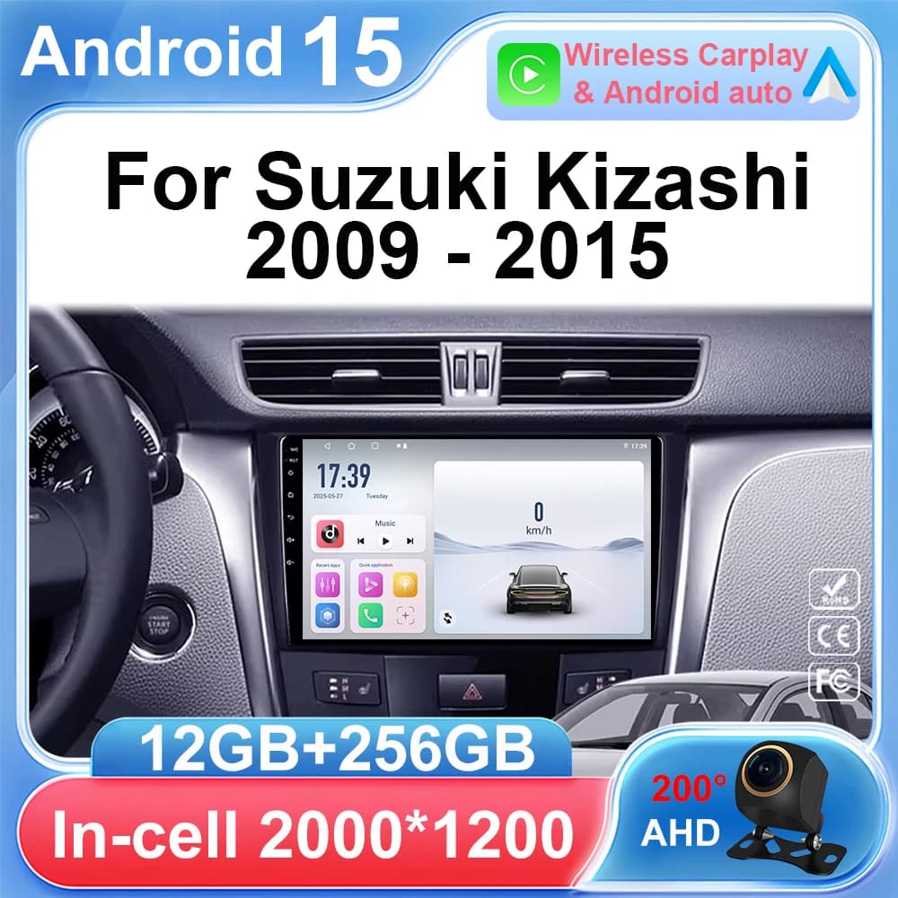 Android 15 Per Suzuki Kizashi 2009 - 2015 Carplay NO 2 ind DVD Auto radio Autoradio Multimediale 8 CORE IPS QLED Schermo Stereo 5G