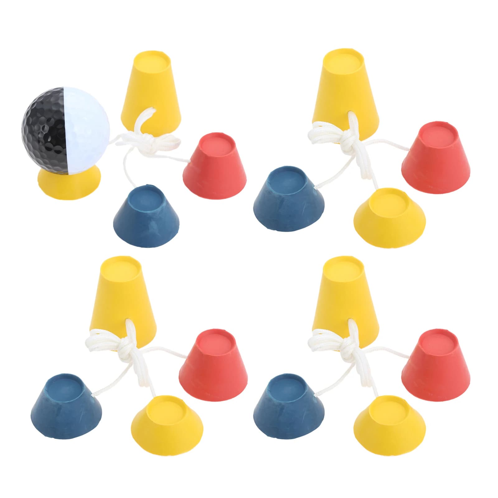 Set di 16 Tee da Golf in Gomma per l'Inverno, 4 Altezze Diverse (38mm, 22mm, 18mm, 12mm) per Terreni Duri, Campi Pratica e Tappeti da Allenamento