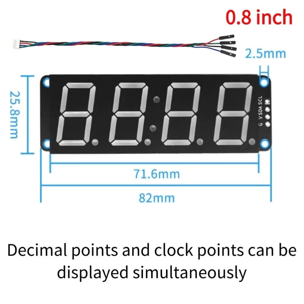 HT16K33 I2C 4 Digit 7 Segment LED Digital Tube Display Module Support Decimal Point Time Clock Display For Arduino Raspberry Pi