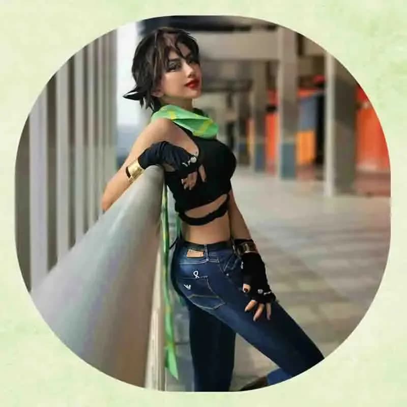 aa26Anime's Bizarre Adventure Joseph Joestar Costume Cosplay Gloves and scarf JoJo Adult Halloween Dress