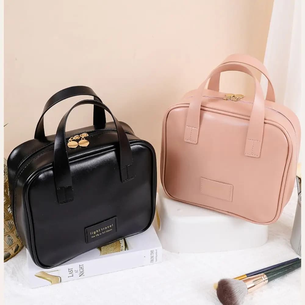 Borsa per trucco durevole in PU Borsa da toilette portatile impermeabile da donna