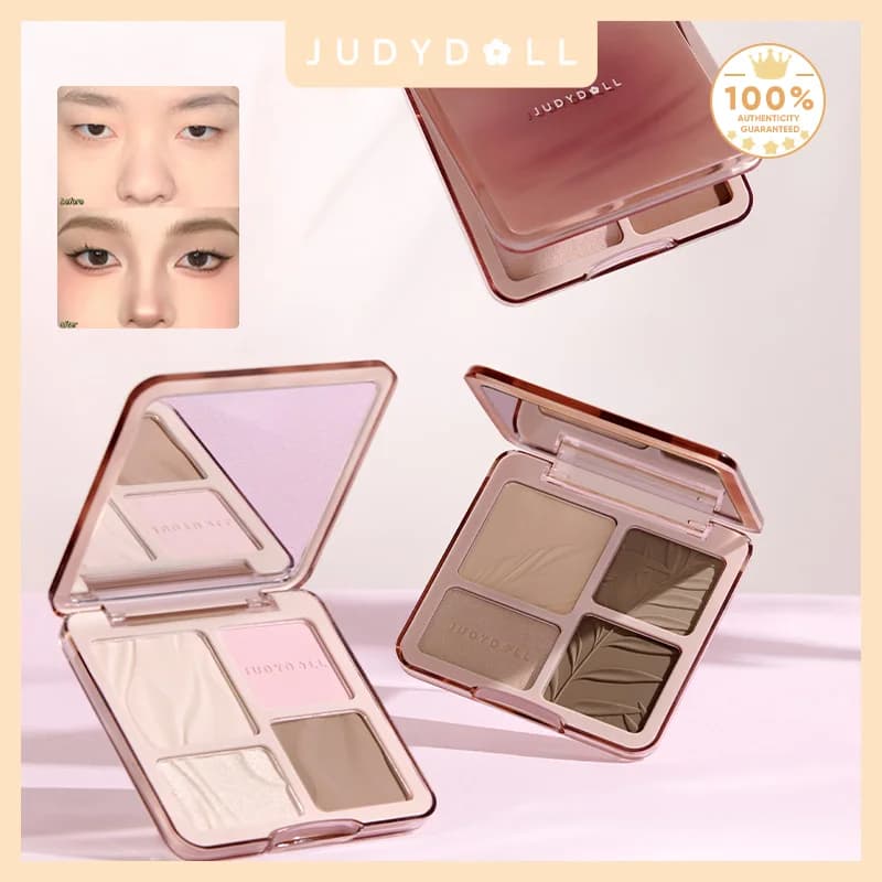 Judydoll Palettes of highlighters and contours, opaque and shiny, sculpted and define, natural finish, contour of the nose and jaw, beginners