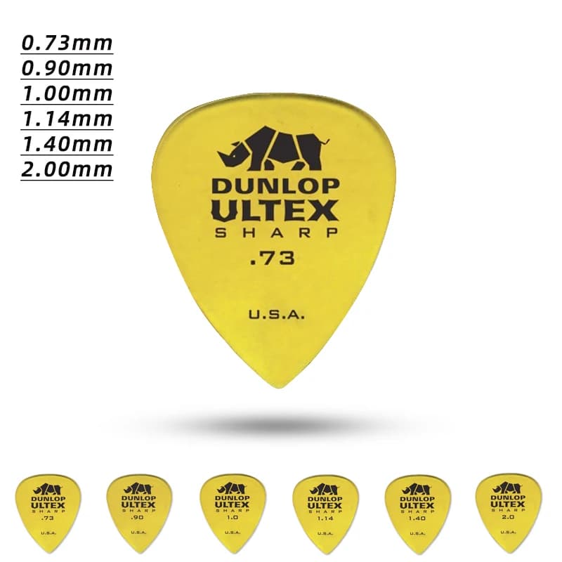 Scegli Dunlop. 433R Rinoceronte SHARP ULTEX materiale Plettro per chitarra acustica/elettrica. Spessore: 0,73/0,90/1,00/1,14/1,40/2,00 mm.