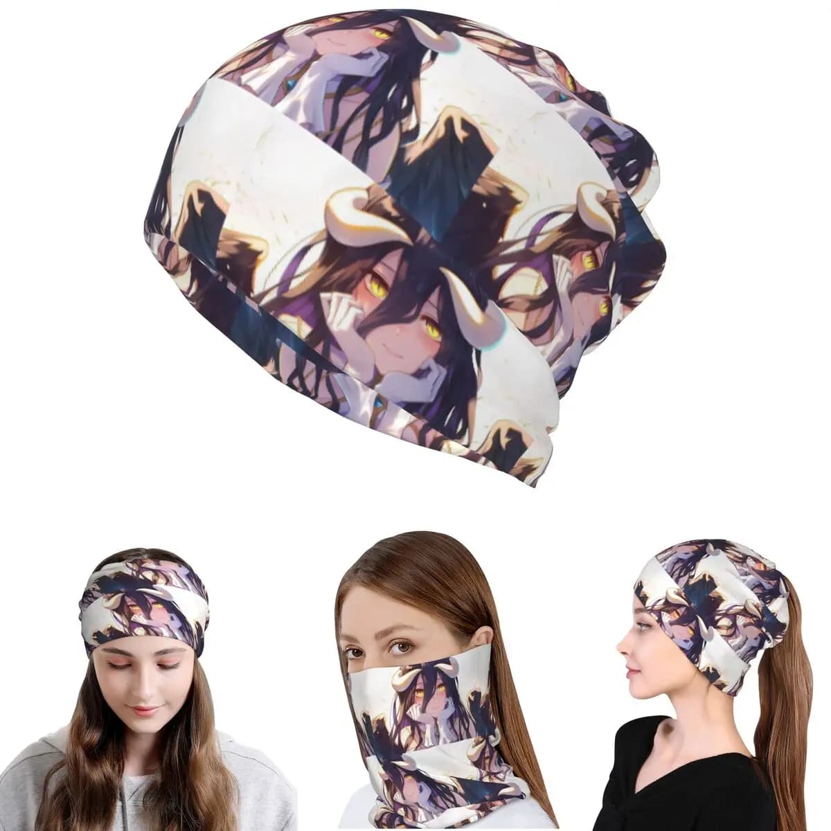 Adventure Anime Albedo Overlord Bandana Neck Gaiter Mask Scarf Warm Cycling Scarf Beanies Hat Unisex Adult Washable