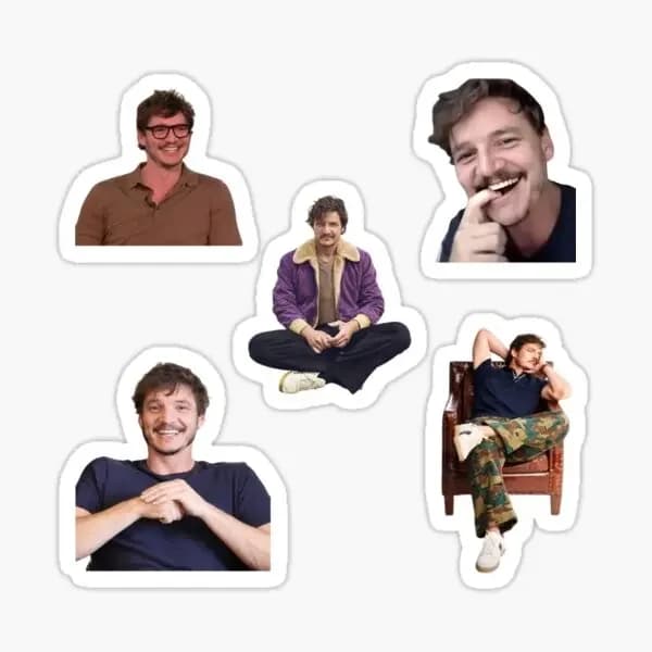 Pedro Pascal Pack 5PCS Stickers for Living Room Cartoon Room Window Wall Luggage Water Bottles Car Laptop Kid Bumper Print