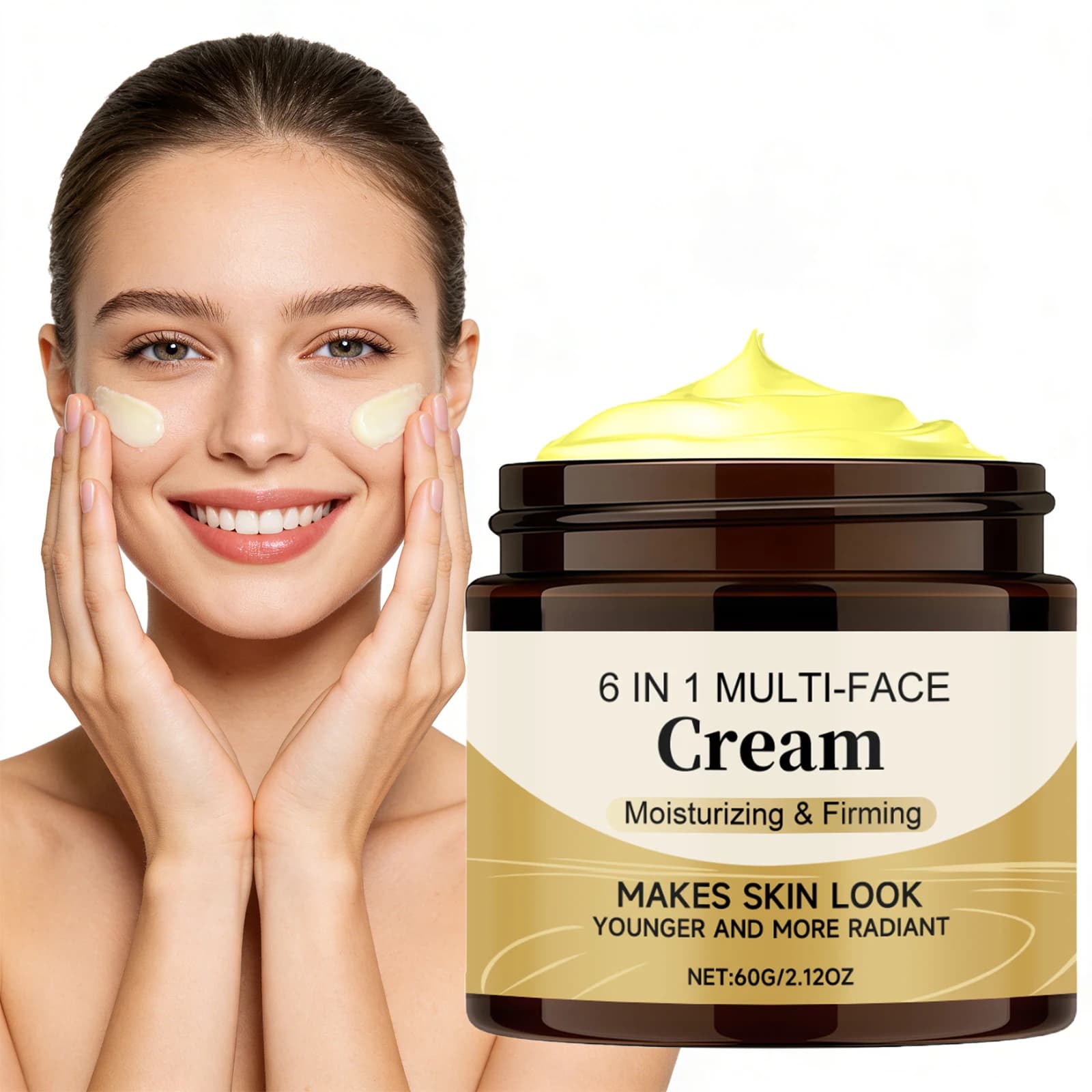 Crema Viso 6-in-1 Idratante, Rassodante, Illuminante, Anti-Rughe, Levigante, Lenitiva e Illuminante