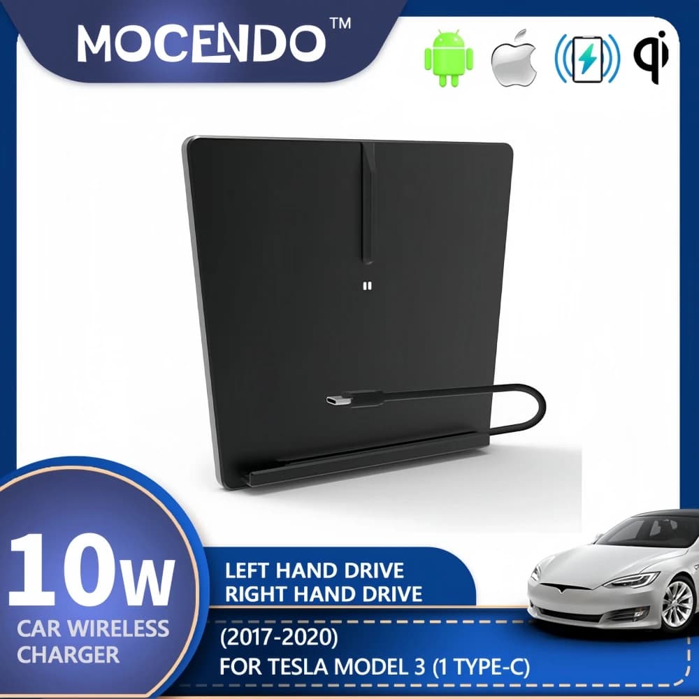 Caricabatteria senza fili per auto per Tesla Model 3 2017-2020 Qi Car Mobile Phone Pad di ricarica wireless Accessori interni