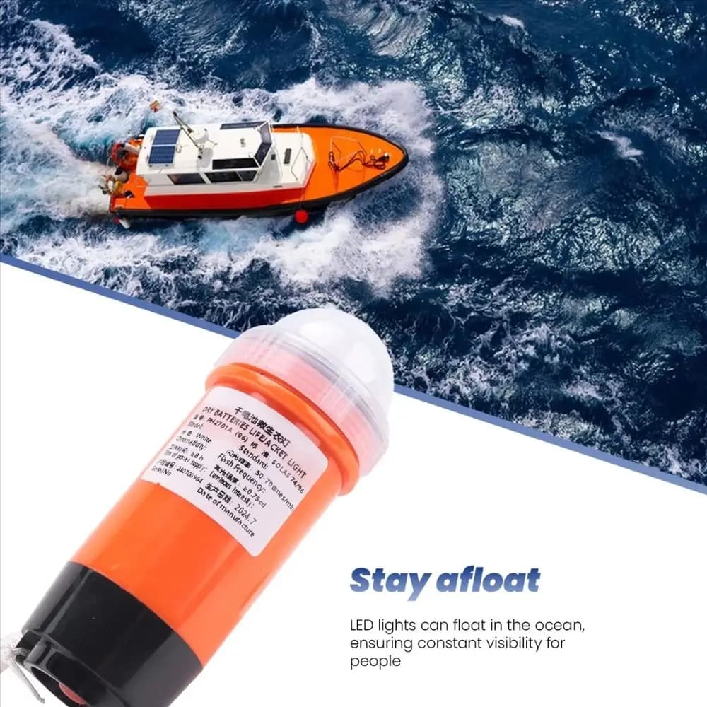 Luce di Emergenza Salvavita per Giubbotto di Salvataggio, Attivabile in Acqua, Autoilluminante, Raggio ad Alta Intensità, Lunga Portata per Soccorso