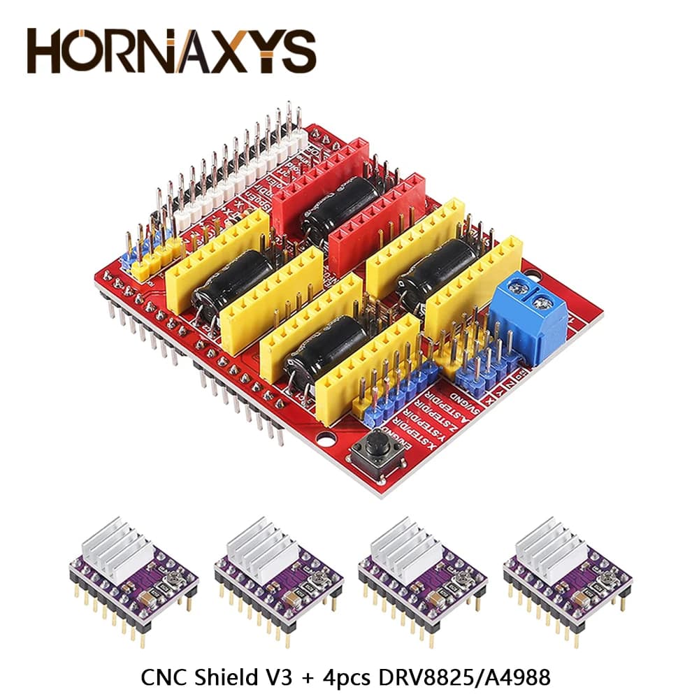 CNC Shield V3/Stamping 3D + 4 Pieces A4988/4 Pieces DRV8825 Stepper Motor Driver With Heat Sink Driver Expansion Board
