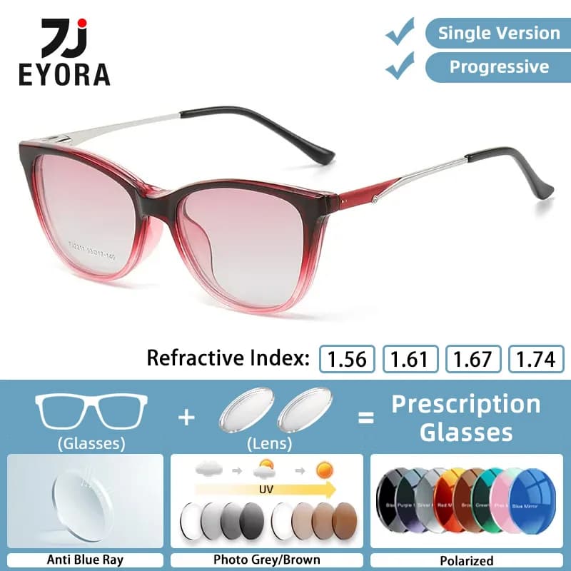 EYORA Occhiali da sole polarizzati Cat Eye da donna multifunzionali Clip magnetica Occhiali da lettura con lenti graduate per miopia personalizzabili