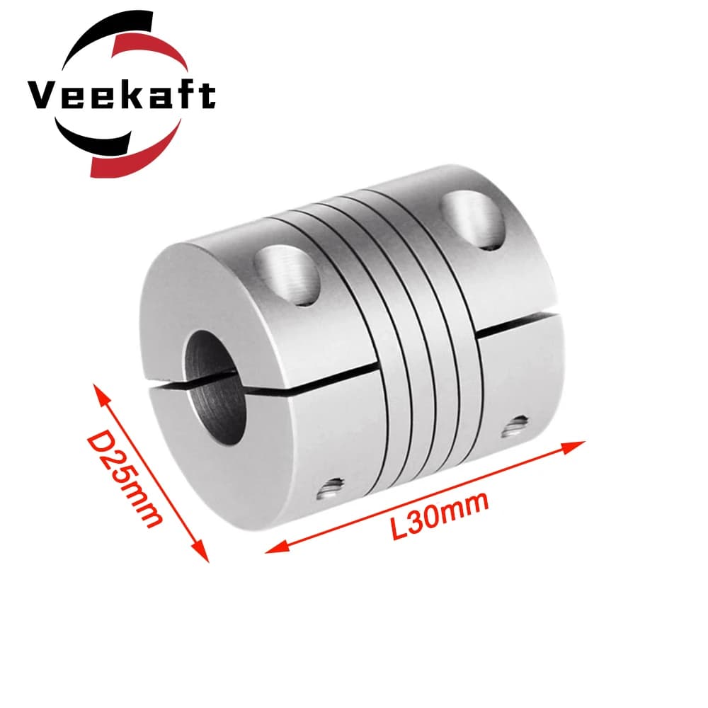 Stampante 3D in lega di alluminio Veekaft parti fai da te giunto di avvolgimento elastico D25L30 5/6/6.35/7/8/10/11/12mm Encoder a vite superiore di bloccaggio