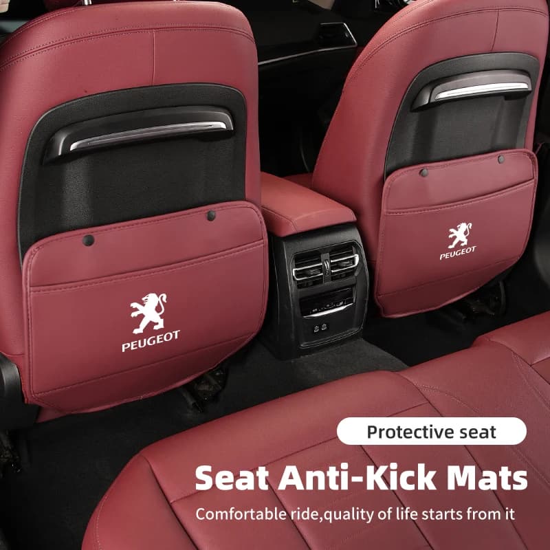 Car Anti Kick Pads Leather Seat Back Protector Cover Car Accessories For Peugeot 2008 3008 307 308 206 207 208 407 508 5008 4008