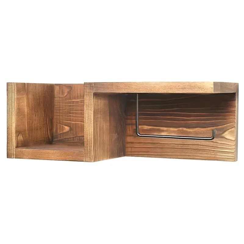 【LAST CHANCE】 Portasciugamani e porta fazzoletti da parete in legno con ripiano Organizzatore per bagno in fattoria Portasciugamani montato per fazzoletti Ho