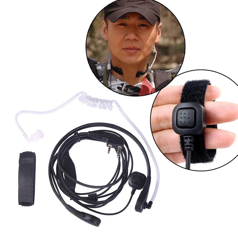Microfono da Collo con Auricolare e PTT a Dito per Radio Walkie Talkie UV5R 888s