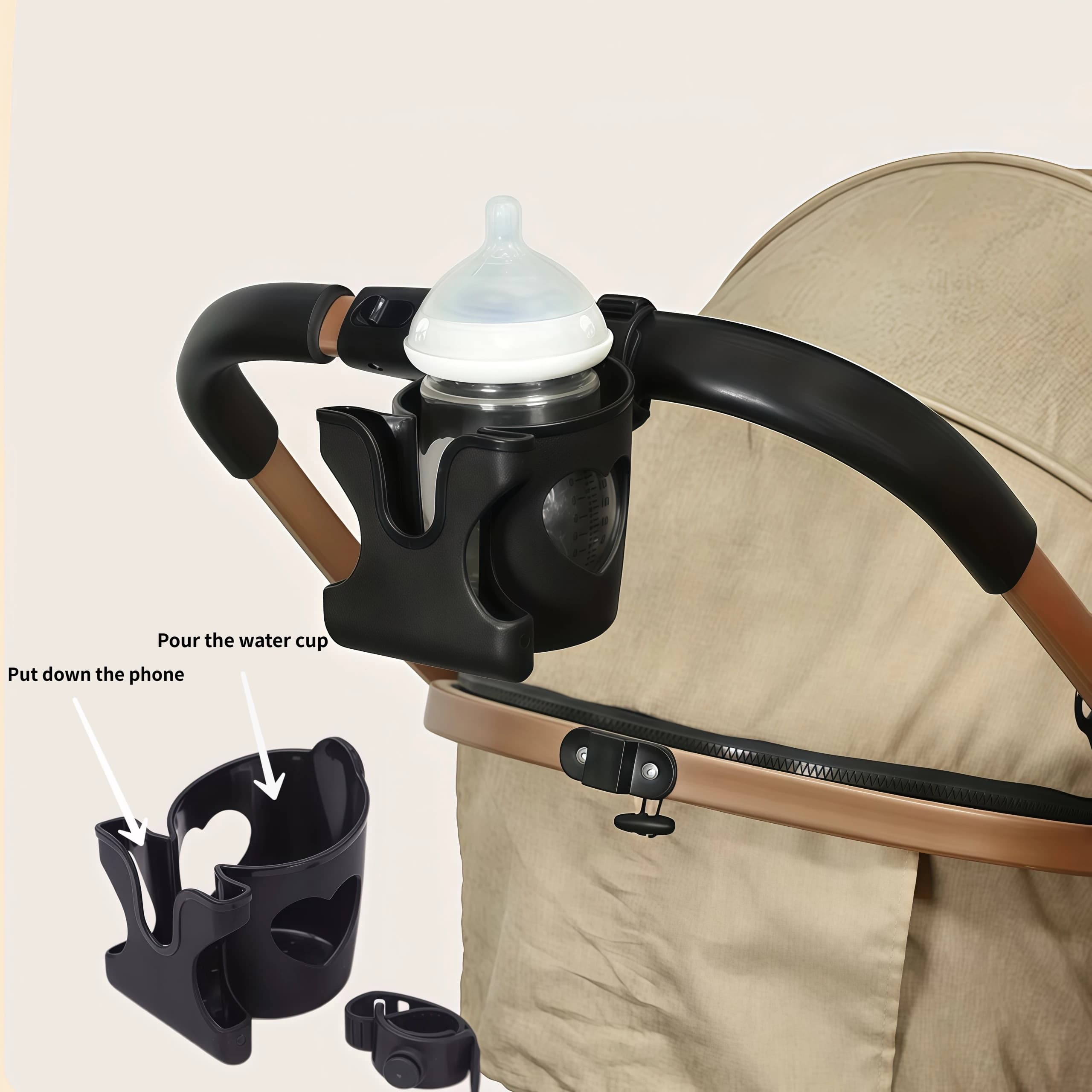 Portabicchieri per passeggino con porta telefono/portabottiglie, porta borraccia universale per biciclette elettriche
