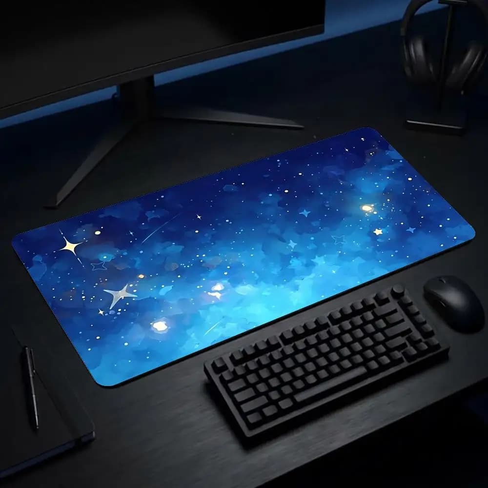 Galaxy Starry Sky Large Gaming Mouse Pad Non-slip Rubber Base Desk Mat with Stitched Edges for Home Office Laptop Accessories