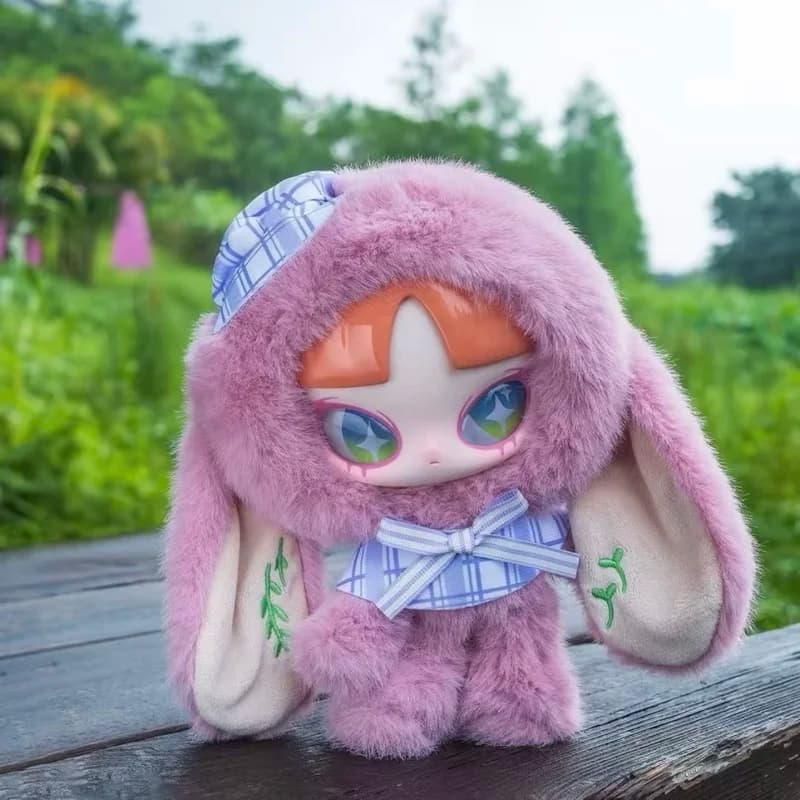 Autentico giocattolo di peluche della serie Inn Spring con cappello staccabile Figurina da collezione alla moda con scatola cieca con design a frangia