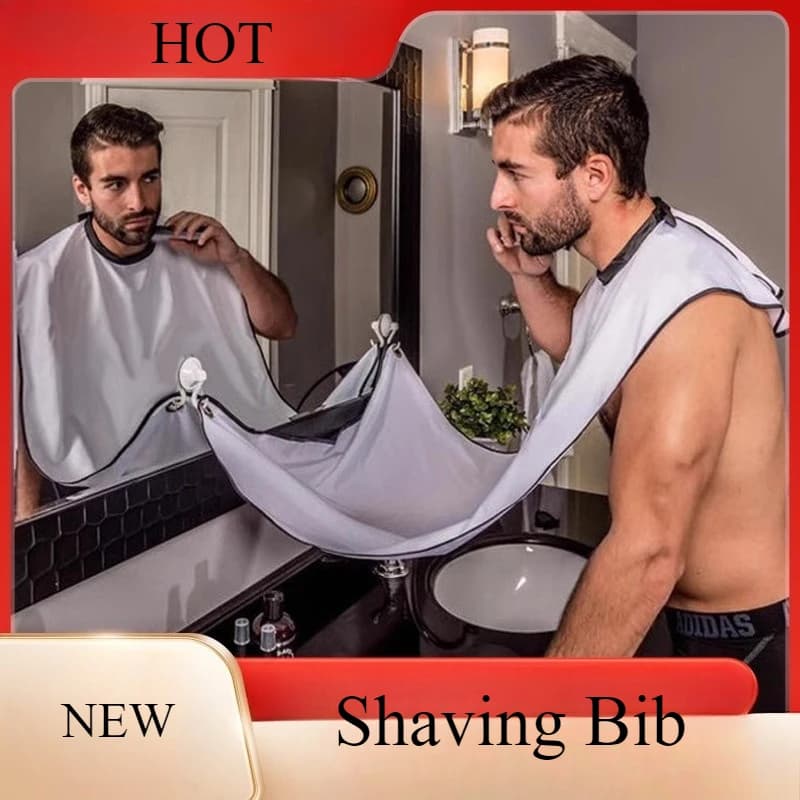 Grembiule da barba maschile Bavaglino da barba Bavaglino per la cura del viso Capelli rasati Bavaglini per adulti Rasoio per pulizia Parrucchiere per uomo Grembiule pulito maschile
