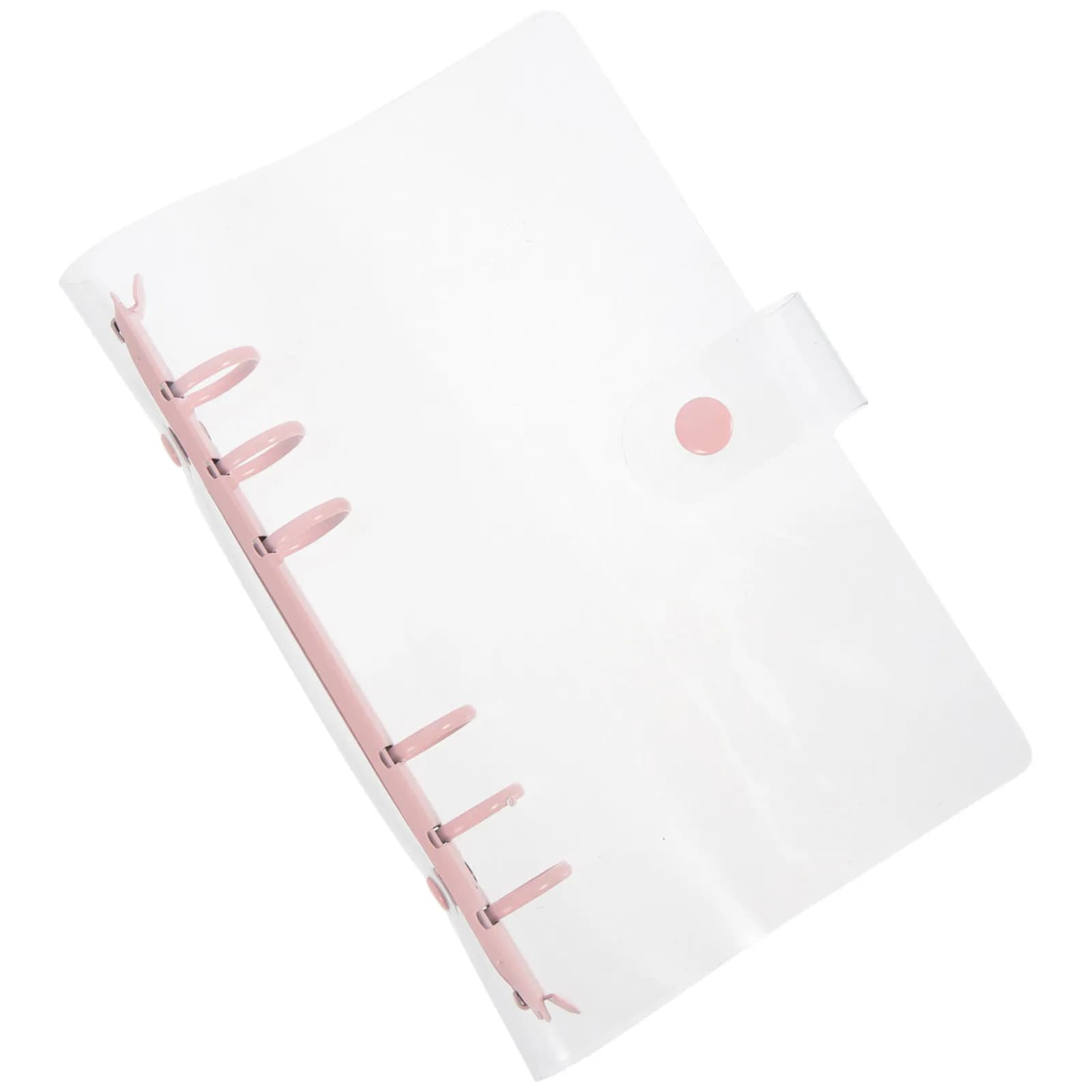 Copertina per raccoglitore A6 estetica color oro rosa, 6 anelli, rilegatura robusta per quaderni, agende, documenti d'ufficio, copertina trasparente alla moda