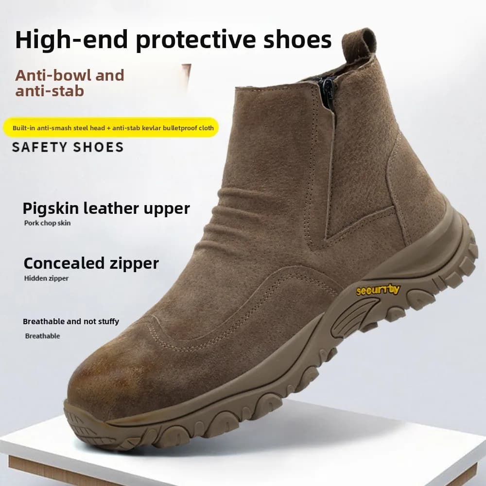 Scarpe Antinfortunistiche in Pelle Traspirante con Puntale in Acciaio, Resistenti a Impatto, Perforazione, Calore, Scintille e Protezione per Saldatura, Durevoli