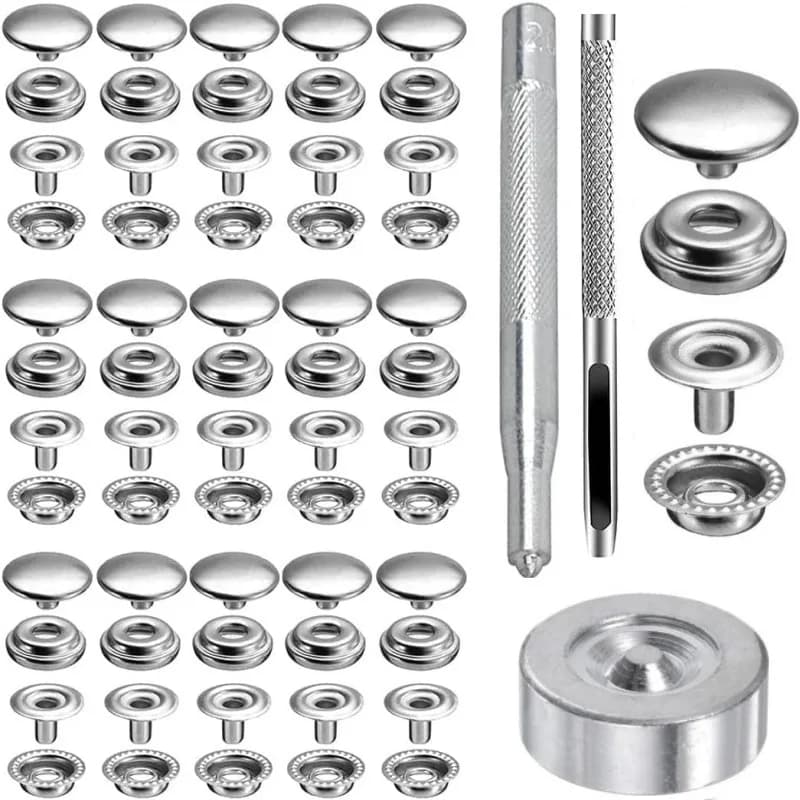 Kit di chiusure a scatto in acciaio inossidabile da 200 pezzi con strumenti per chiusure a scatto, utilizzato per coperture per barche, cuciture in pelle, tende