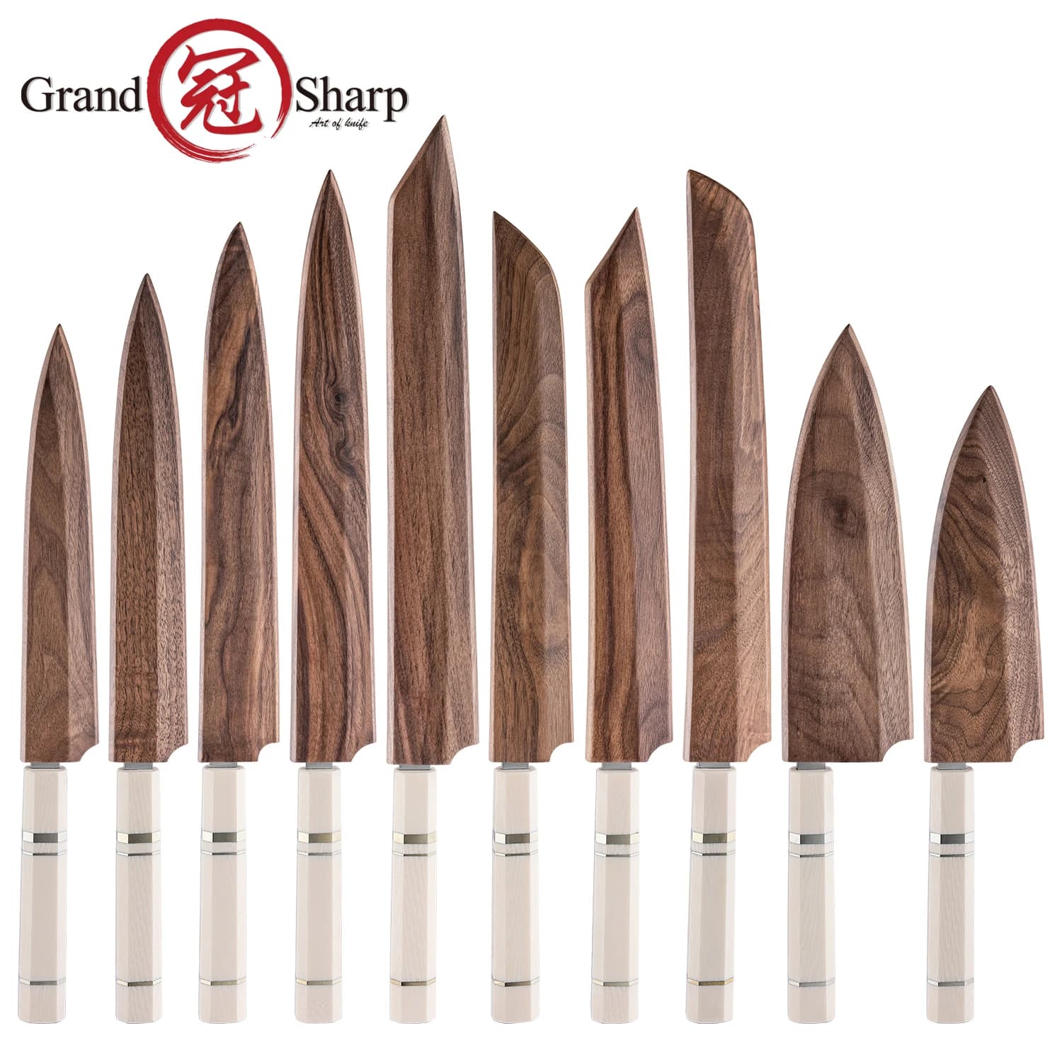 Grandsharp Magnetic Wooden Saya Sheath Protector for Sashimi Knife Blade Storage Sheath Holder Kitchen Accessory