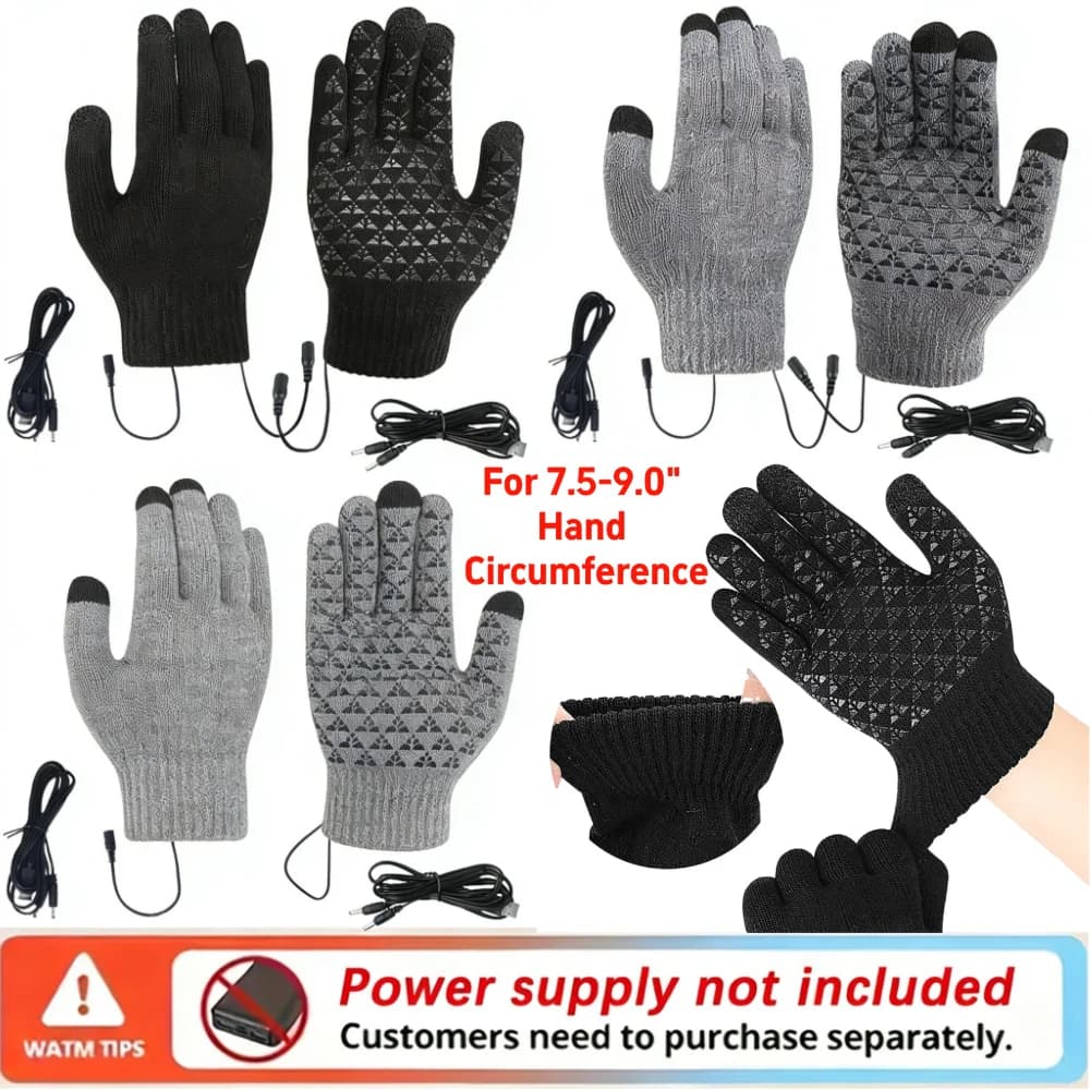 5-1 pairs of heated mesh gloves USB touch screen gloves anti-slip heat gloves for knitwear winter cycling gloves for autumn winter