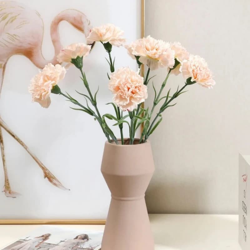 6Pcs Luxury Real Touch Moisturizing Carnation Artificial Flowers for Hotel Living Room Decor Mother's Day Holiday Gift Ornaments