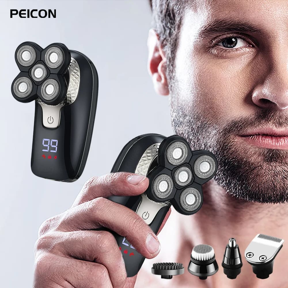 Portable Electric Razor for Barba and Naso, USB Rechargeable, with Floating Head, Mini Razor for Man