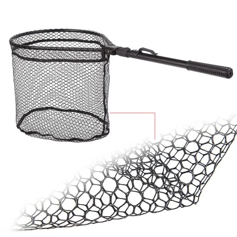 1Pc Rete da pesca rapida Mesh Brail Maniglia pieghevole Guadino Attrezzatura in gomma portatile per esterni e sgancio telescopico