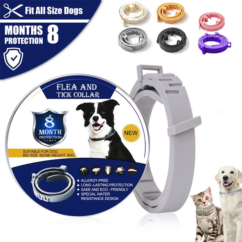 Collare Anti-pulci per animali domestici Anti-parassita 8 mesi di protezione collare regolabile per cani e gatti accessori rimovibili per animali domestici