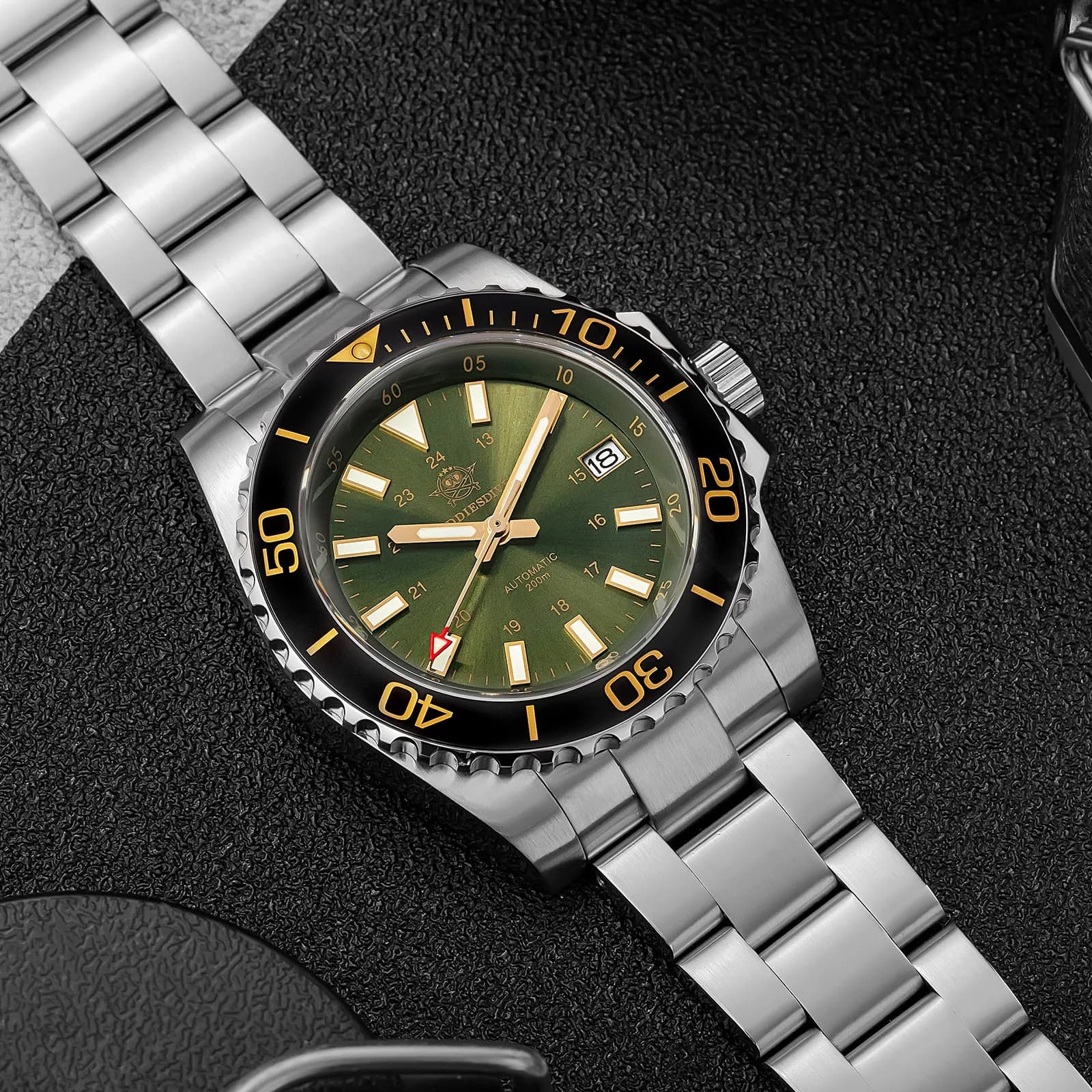 ADDIESDIVE Nuovo Orologio da Uomo di Lusso Automatico con Vetro Zaffiro, Meccanico, Luminoso, Impermeabile 200m, Verde, per Immersioni