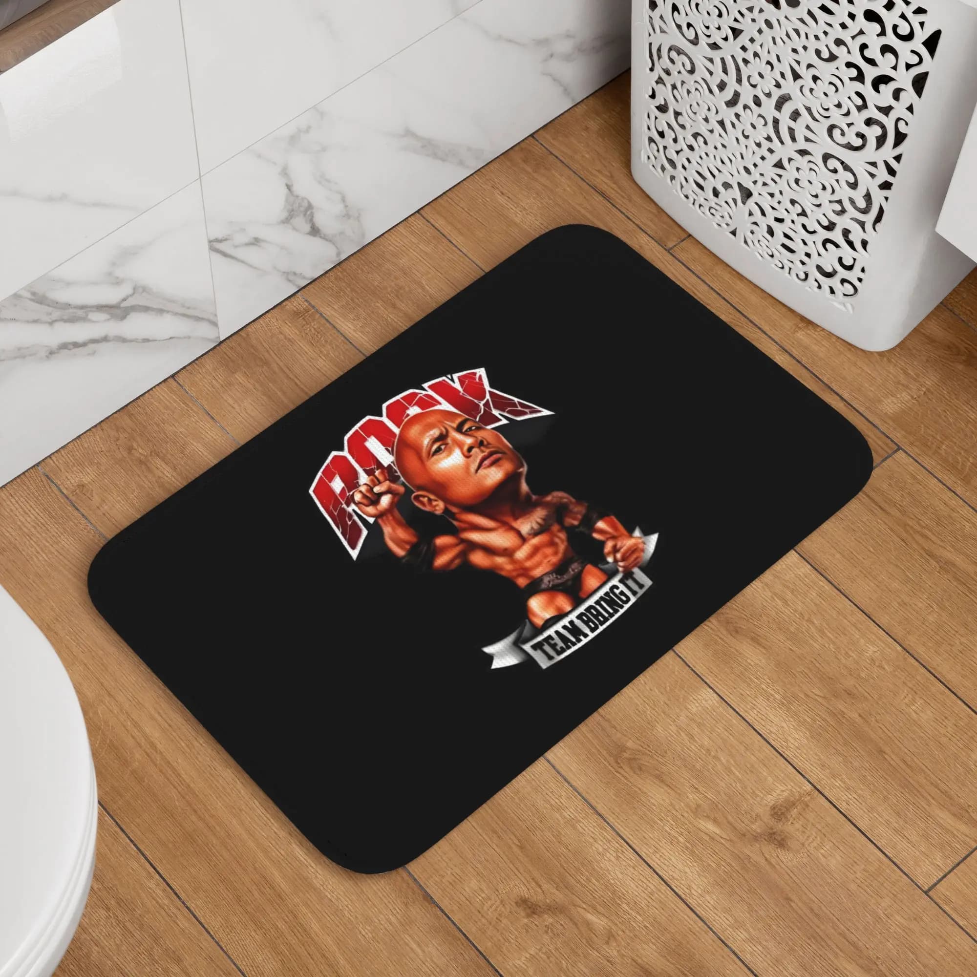 Divertente tappetino The Rock Dwayne Johnson, antiscivolo, per ingresso, cucina, bagno, tappetino per porta, tappetino per garage, attore americano Johnson