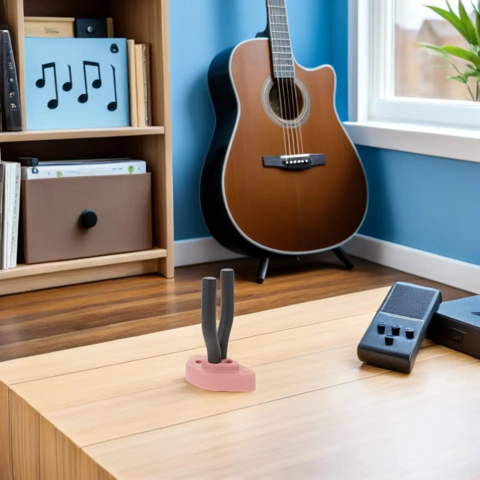 Stylish Pink Guitar Wall Mount Hanger Heavy Duty Solid Bracket Holder for Acoustic Ukulele Bass Guitars Space Saving Display