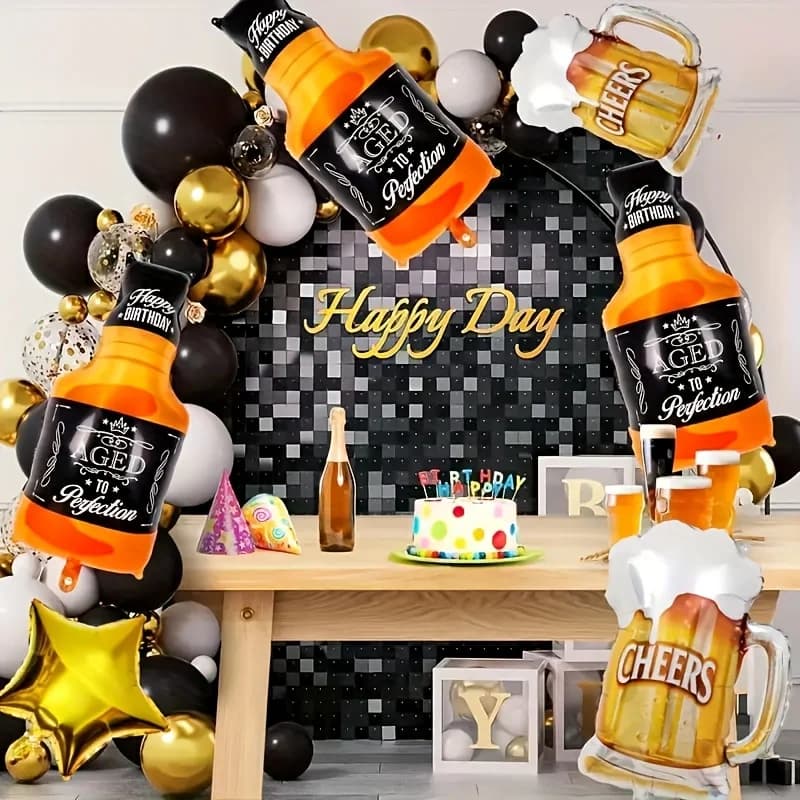 8pcs Whiskey Bottle Beer Mug Shaped Foil Balloons Set Birthday Party Decorations Oktoberfest Photography Props Festive Supplies
