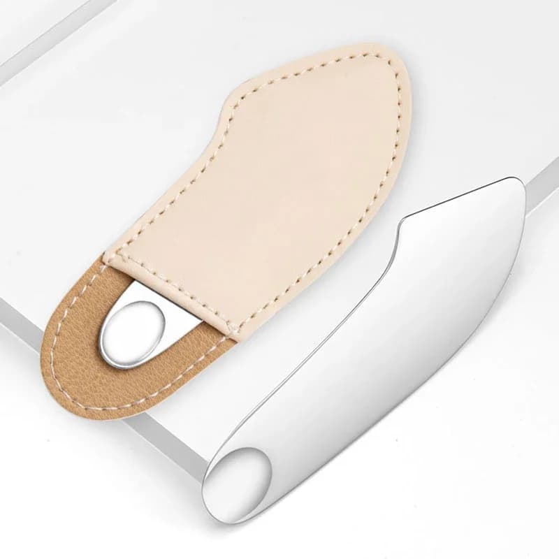 1pc spatola per fondotinta in acciaio inossidabile curva a forma di luna maschera per miscelazione ombretto cucchiaio per crema raschiante per il viso strumento di trucco portatile