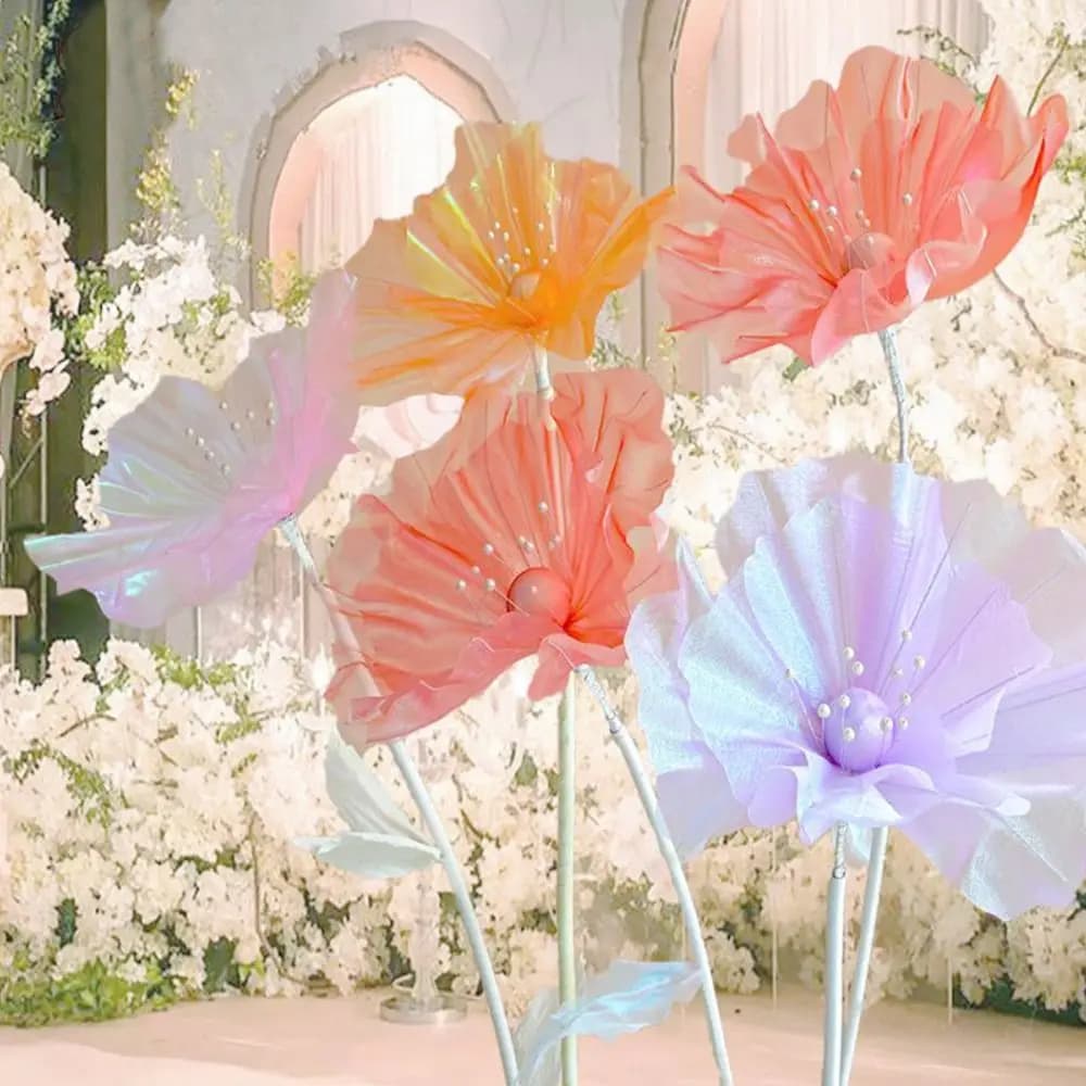 NUOVE fiori simulati 3D su larga scala 50 cm velo fiori vetrina layout colorato sfondo decorazione parete