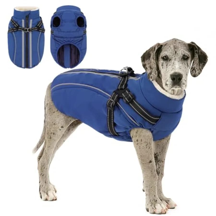 Cappotto Invernale per Cani con Imbracatura Integrata, Giacca Imbottita Calda per Cani Piccoli, Medi e Grandi, Antivento e Impermeabile con Imbottitura Extra