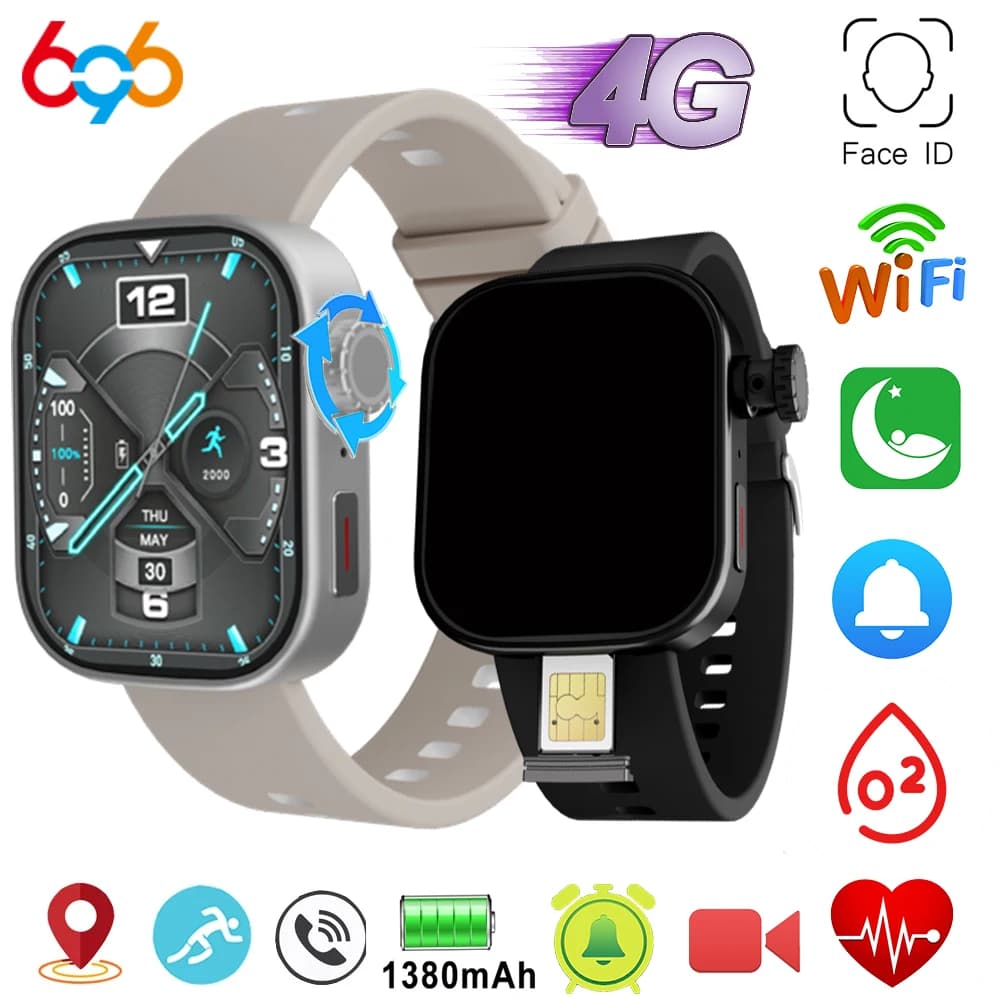 Android Smart Orologi GPS HD Doppia fotocamera SOS Smartwatch Test della frequenza cardiaca Impermeabile Uomo Musica NFC Orologio 4G SIM Card WIFI globale