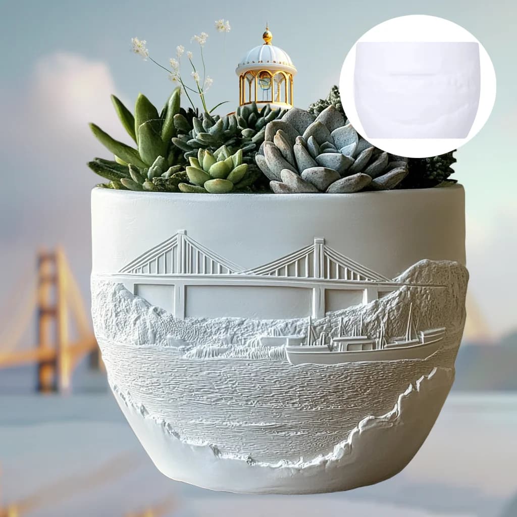 3D Croce Mare Ponte Sollievo Circolare Pianta Succulente Vaso di Fiori Stampo In Silicone In Resina Ponte Fai Da Te Scatola di Immagazzinaggio Candela Tazza di Gesso Argilla