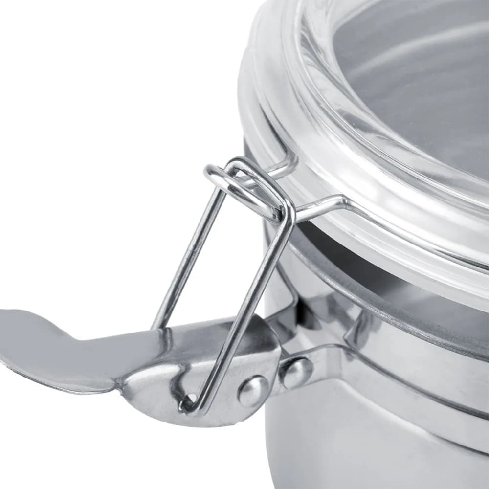 Stainless Steel Vacuum Sealed Storage Jar Transparent Cover Sturdy Locking Clamp Coffee Container Airtight Kitchen Canister
