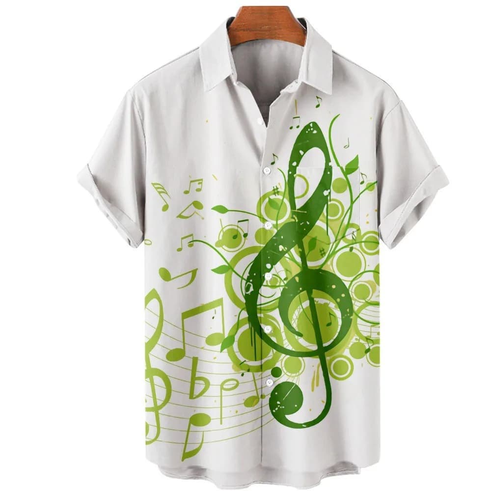 Hip Hop Trendy Luxury Note musicali Stampa 3D Camicia monopetto da uomo Camicetta casual da donna Manica corta Camicie estive con colletto ribaltabile