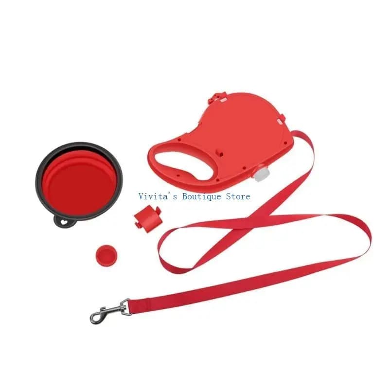 Guinzaglio per cani allungabile in nylon da 4 piedi + distributore acqua per cibo per passeggiate all'aperto M76D